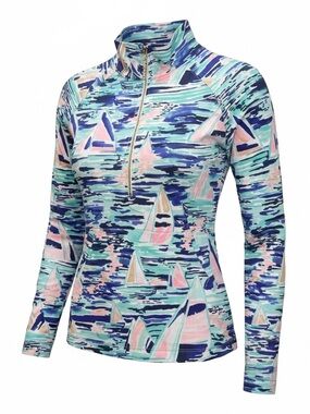 Lilly Pulitzer Women's Medium Pier Pressure UPF 50+ Skipper Popover NWT